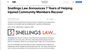 Snellings Law Announces 7 Years of Helping Injured Community Members Recover